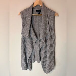 Cynthia Rowley Merino Wool Blend Open Front Sleeveless Waterfall Cardigan Size S